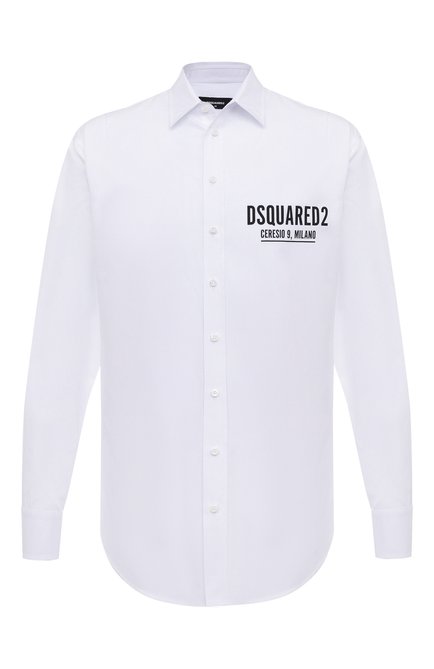 Мужская хлопковая рубашка DSQUARED2 белого цвета по цене 0 руб., арт. S74DM0652/S36275 | Фото 1