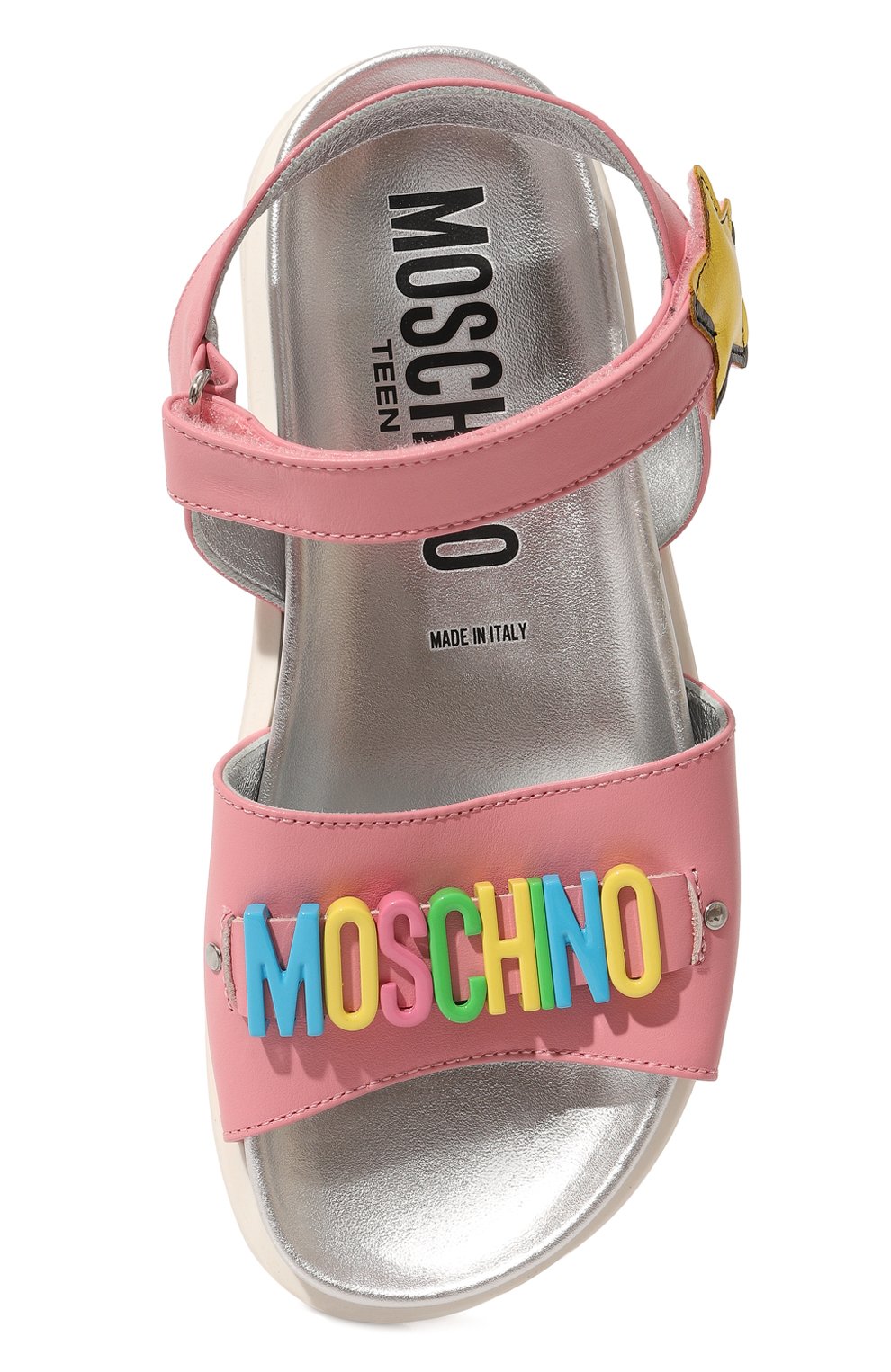 Детские кожаные сандалии MOSCHINO розового цвета, арт. 74415/36-40 | Фото 4 (Материал внутренний: Натуральная кожа)