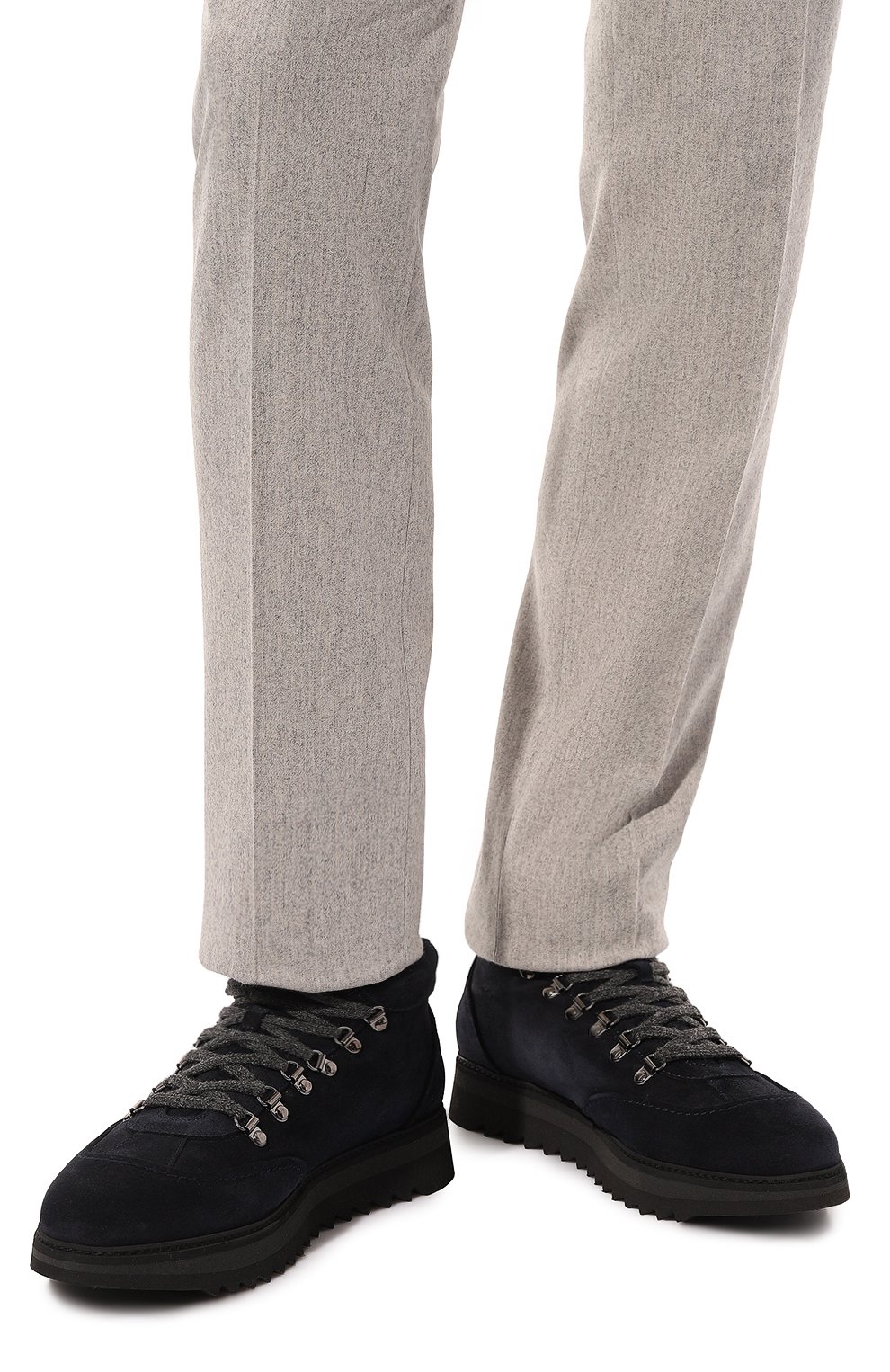 Мужские замшевые ботинки BARRETT темно-синего цвета, арт. MEGEVE-12567.8 | Фото 3 (Материал утеплителя: Натуральный мех; Мужское Кросс-КТ: Хайкеры-обувь, Ботинки-обувь, зимние ботинки; Материал сплава: Проставлено; Подошва: Массивная; Драгоценные камни: Проставлено; Материал внешний: Замша)