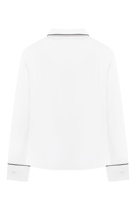 Детское хлопковая блузка DAL LAGO белого цвета, арт. R496/7628/4-6 | Фото 2 (Материал внешний: Хлопок; Рукава: Длинные; Стили: Классический; Ростовка одежда: 6 лет | 116 см)