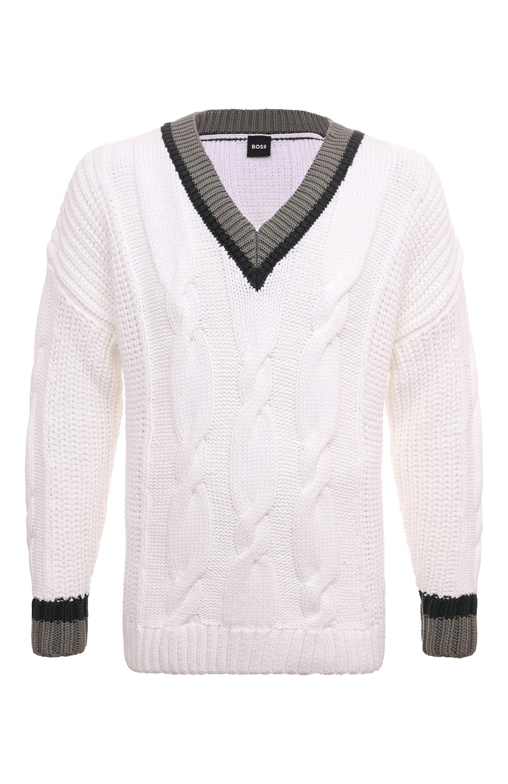 Хлопковый свитер BOSS 50486717, цвет белый, размер 48