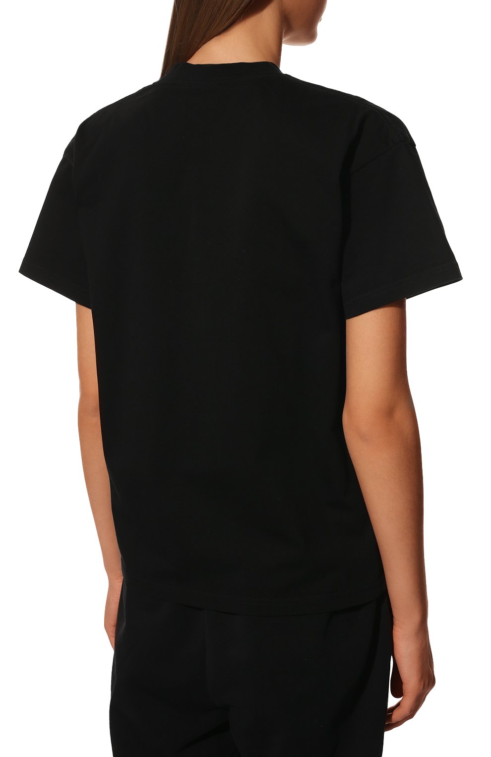 Женская хлопковая футболка BALENCIAGA черного цвета, арт. 612965/TLVL7 | Фото 4 (Рукава: Короткие; Длина (для топов): Стандартные; Принт: С принтом; Материал внешний: Хлопок; Стили: Спорт-шик; Женское Кросс-КТ: Футболка-одежда)