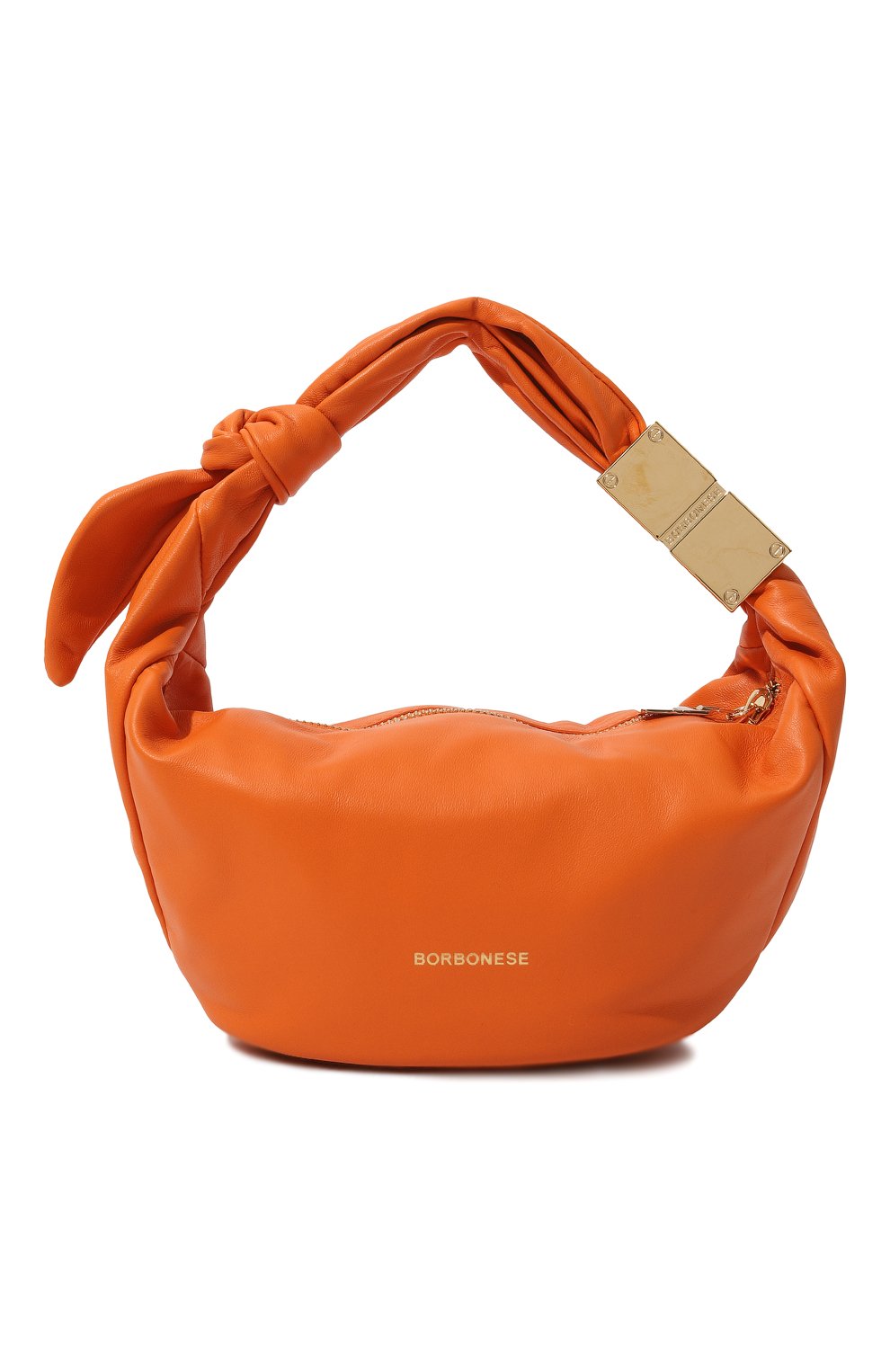Женский сумка domino hobo mini BORBONESE оранжевого цвета, арт. 924027 | Фото 1 (Сумки-технические: Сумки-шопперы; Материал: Натуральная кожа)