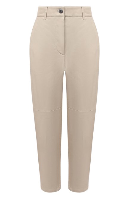 Женские кожаные брюки BRUNELLO CUCINELLI кремвого цвета по цене 362500 руб., арт. M0TANP7425 | Фото 1