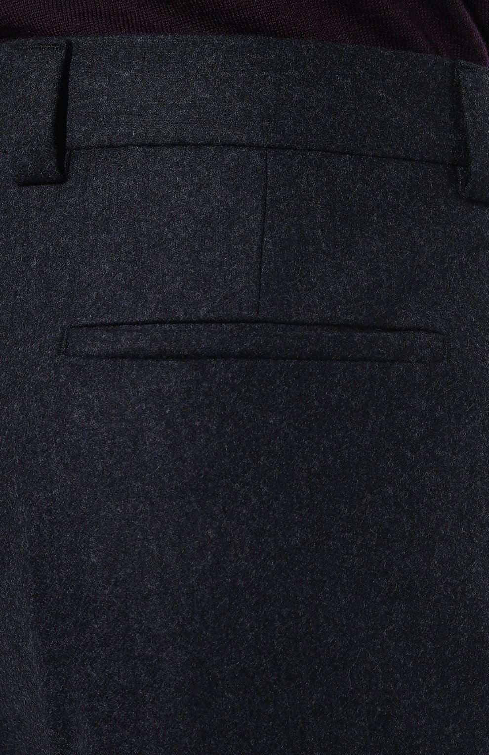 Мужские шерстяные брюки BRUNELLO CUCINELLI темно-синего цвета, арт. M038PB2164 | Фото 5 (Материал внешний: Шерсть; Длина (брюки, джинсы): Стандартные; Случай: Повседневный; Материал сплава: Проставлено; Драгоценные камни: Проставлено; Материал подклада: Вискоза; Стили: Кэжуэл)