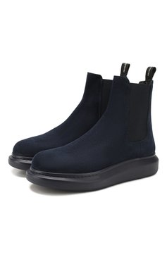 Мужские замшевые челси ALEXANDER MCQUEEN темно-синего цвета, арт. 586198/WHXK2 | Фото 1 (Материал внутренний: Натуральная кожа; Материал утеплителя: Без утеплителя; Подошва: Массивная; Мужское Кросс-КТ: Сапоги-обувь, Челси-обувь; Материал внешний: Замша)
