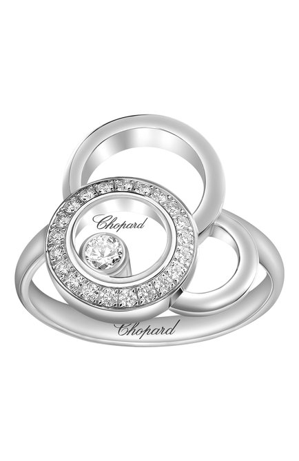 Женские кольцо CHOPARD бесцветного цвета, арт. 829769-1010 | Фото 2 (Материал сплава: Белое золото; Драгоценные камни: Бриллианты)