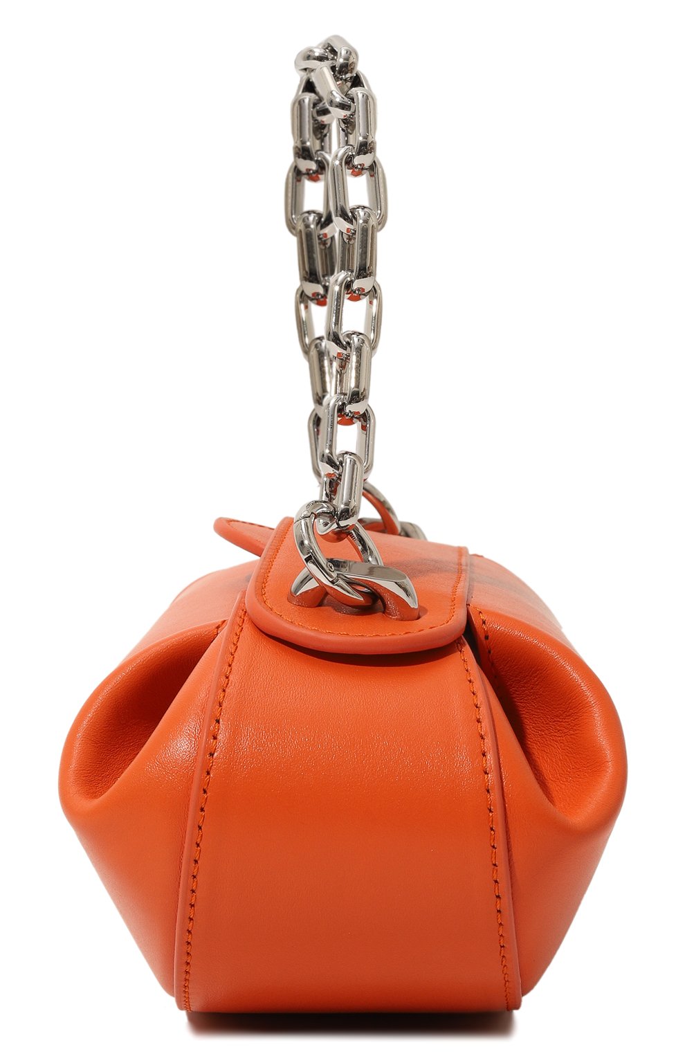 Женская сумка dinner roll YUZEFI оранжевого цвета, арт. YUZSS23-HB-DR-L007 | Фото 4 (Сумки-технические: Сумки top-handle; Материал: Натуральная кожа; Материал сплава: Проставлено; Ремень/цепочка:  На ремешке; Драгоценные камни: Проставлено; Размер: small)