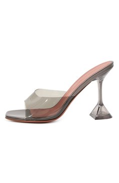 Женские мюли lupita 95 AMINA MUADDI серого цвета, арт. LUPITA GLASS SLIPPER/PVC | Фото 4 (Материал внешний: Экокожа; Каблук высота: Высокий; Материал внутренний: Натуральная кожа; Материал сплава: Проставлено; Каблук тип: Фигурный; Подошва: Плоская; Драгоценные камни: Проставлено)
