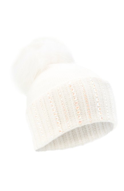 Женская кашемировая шапка WILLIAM SHARP белого цвета, арт. A107-2/BLEACHED RAC00N | Фото 1 (Материал: Кашемир, Шерсть, Текстиль)