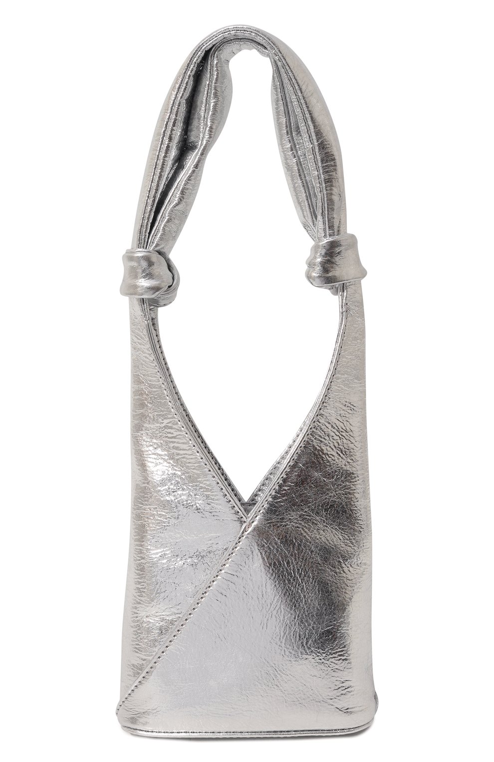 Женская сумка japanese mini MM6 серебряного цвета, арт. SB6WD0014/P5548 | Фото 1 (Сумки-технические: Сумки top-handle; Материал сплава: Проставлено; Размер: mini; Материал: Текстиль; Драгоценные камни: Проставлено)