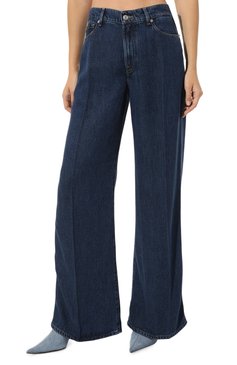 Женские джинсы 7 FOR ALL MANKIND синего цвета, арт. JSP0C860BN | Фото 3 (Длина (брюки, джинсы): Удлиненные; Кросс-КТ: Деним; Силуэт Ж (брюки и джинсы): Расклешенные; Материал внешний: Хлопок, Деним)