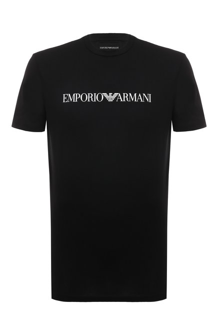 Мужская хлопковая футболка EMPORIO ARMANI черного цвета, арт. 8N1TN5/1JPZZ | Фото 1 (Материал внешний: Хлопок; Длина (для топов): Стандартные; Рукава: Короткие; Стили: Кэжуэл; Принт: С принтом)