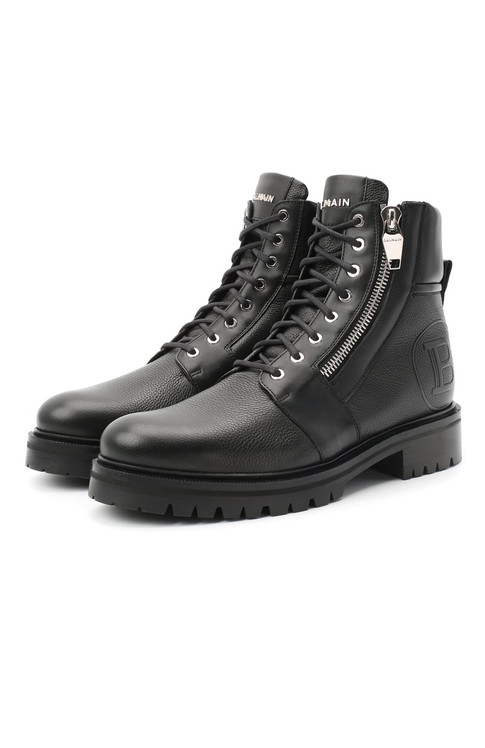 Мужские кожаные ботинки BALMAIN черного цвета, арт. UM1C148/LGLS | Фото 1 (Мужское Кросс-КТ: Ботинки-обувь, Байкеры-обувь; Материал внутренний: Натуральная кожа; Материал утеплителя: Без утеплителя; Подошва: Плоская)