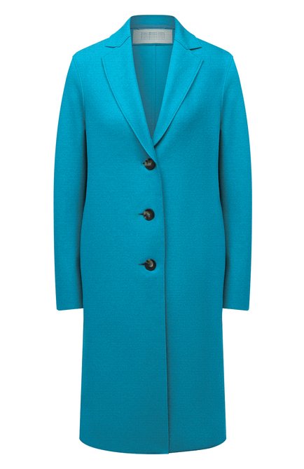 Женское шерстяное пальто HARRIS WHARF LONDON голубого цвета, арт. A1331MLX | Фото 1 (Рукава: Длинные; Материал внешний: Шерсть; Длина (верхняя одежда): До колена)