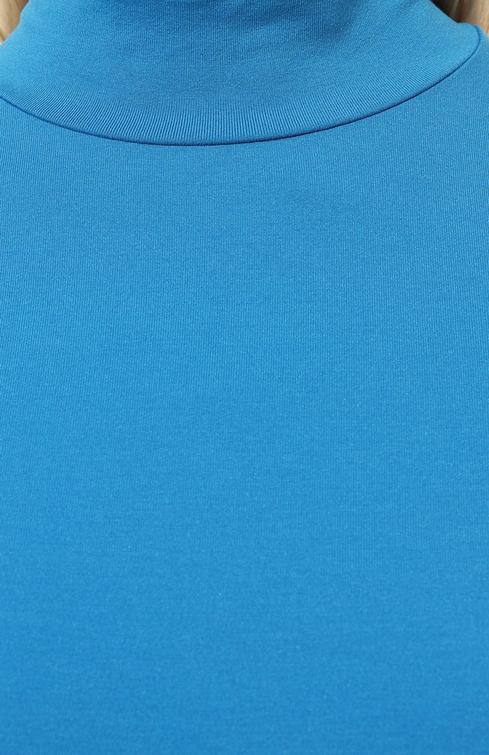 Женская водолазка BOSS голубого цвета, арт. 50461114 | Фото 5 (Женское Кросс-КТ: Водолазка-одежда; Рукава: Длинные; Материал внешний: Синтетический материал; Длина (для топов): Стандартные; Материал сплава: Проставлено; Драгоценные камни: Проставлено; Стили: Кэжуэл)