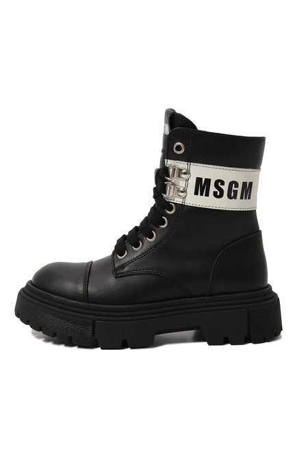 Детские замшевые ботинки MSGM KIDS черного цвета, арт. 76273/28-35 | Фото 2 (Нос: Не проставлено; Материал внутренний: Текстиль; Материал сплава: Проставлено)