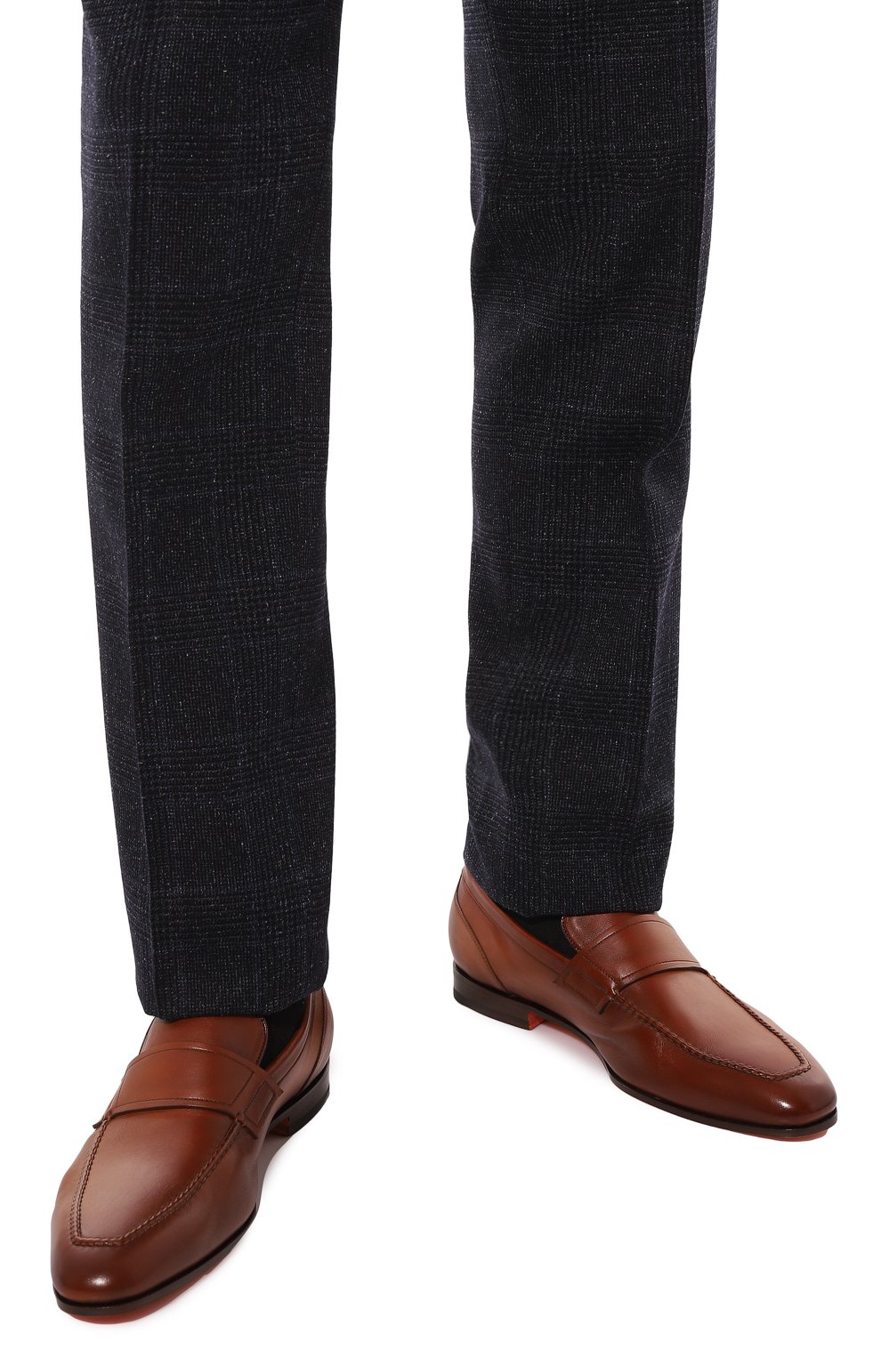 Мужские кожаные лоферы SANTONI коричневого цвета, арт. MCLG16451SA3BSLFN01 | Фото 3 (Материал внутренний: Натуральная кожа; Стили: Классический)