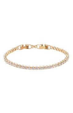 Женский браслет tennis deluxe SWAROVSKI золотого цвета, арт. 5511544 | Фото 1 (Региональные ограничения белый список (Axapta Mercury): Не проставлено; Нос: Не проставлено; Материал: Металл)