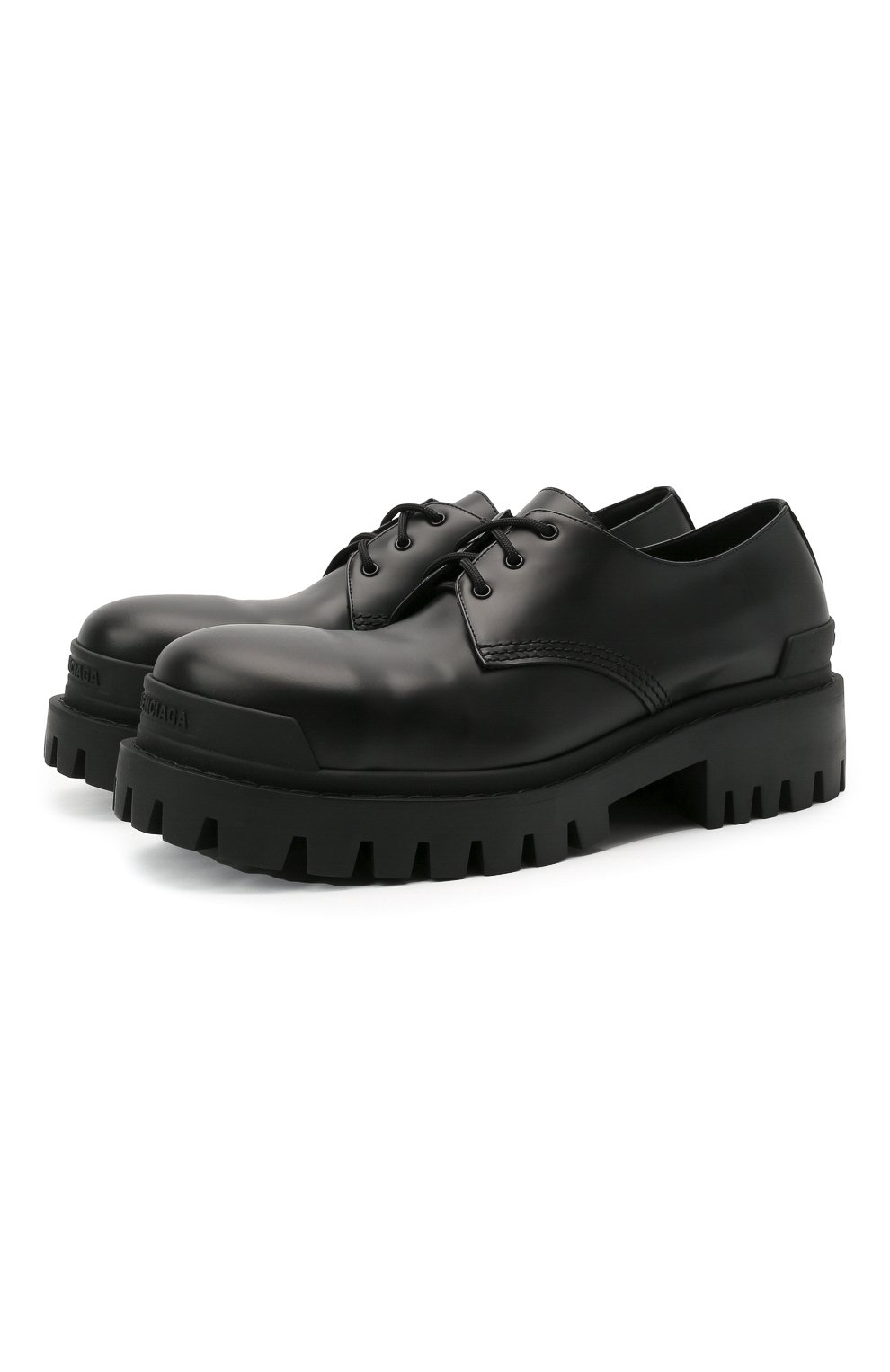 Мужские черные кожаные ботинки strike BALENCIAGA купить в интернет-магазинеЦУМ, арт. 600600/WA960