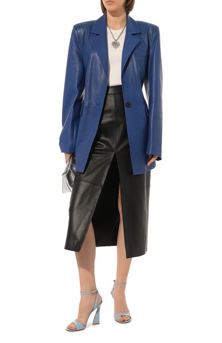 Женские кожаные босоножки aura GIANVITO ROSSI голубого цвета, арт. G31826.15RIC.VERAIRR | Фото 2 (Подошва: Плоская; Материал внутренний: Натуральная кожа; Каблук высота: Высокий; Каблук тип: Шпилька)
