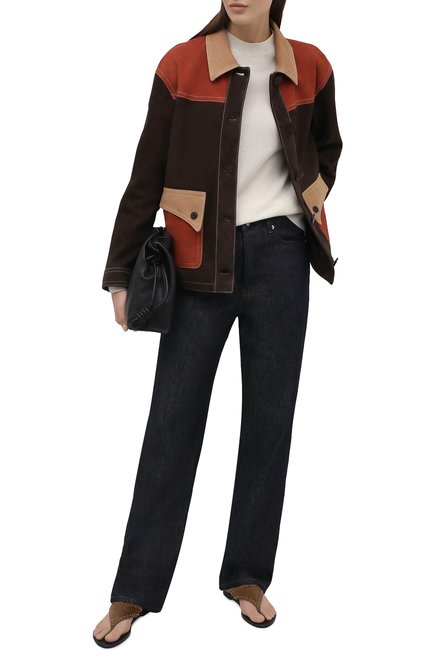 Женская замшевая куртка DROME коричневого цвета, арт. DPD3087VP/D1020P | Фото 2 (Длина (верхняя одежда): Короткие; Кросс-КТ: Куртка; Рукава: Длинные; Стили: Милитари; Женское Кросс-КТ: Замша и кожа; Материал внешний: Натуральная кожа, Замша; Региональные ограничения белый список (Axapta Mercury): RU)