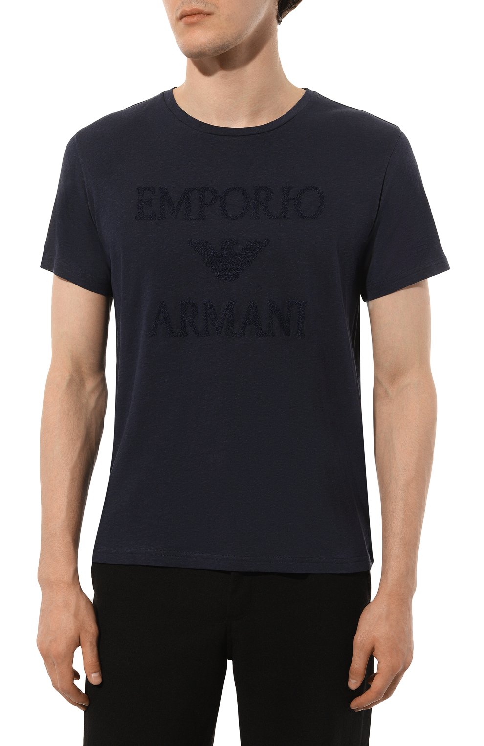 Футболка из хлопка и льна Emporio Armani  211818/3R485 Фото 3