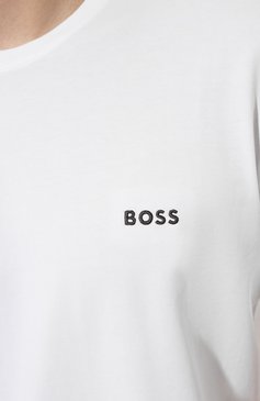 Мужская хлопковая футболка BOSS белого цвета, арт. 50469605 | Фото 5 (Рукава: Короткие; Длина (для топов): Стандартные; Материал сплава: Проставлено; Материал внешний: Хлопок; Драгоценные камни: Проставлено)