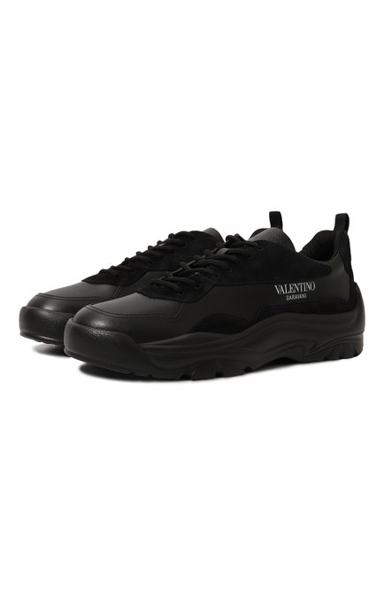 Мужские кожаные кроссовки gumboy VALENTINO черного цвета по цене 99500 руб., арт. 3Y2S0B17/VRN | Фото 1