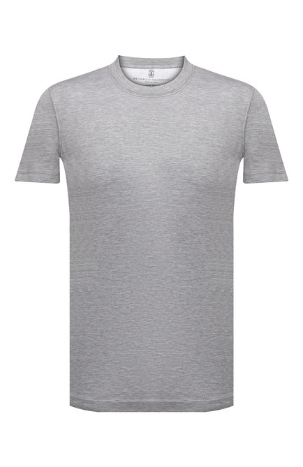 Мужская футболка из шелка и хлопка BRUNELLO CUCINELLI серого цвета по цене 52350 руб., арт. MTS371308 | Фото 1
