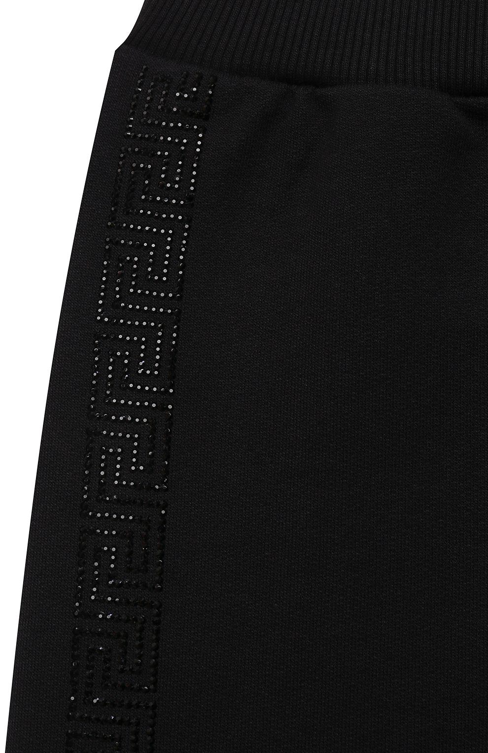 Детские хлопковые джоггеры VERSACE черного цвета, арт. 1000365/1A01412/8A-14A | Фото 3 (Девочки Кросс-КТ: Брюки-одежда, Джоггеры-одежда; Материал внешний: Хлопок; Ростовка одежда: 10 - 11 лет | 140 - 146см, 12 лет | 152 см, 16 лет | 164 см, 8 лет | 128 см)