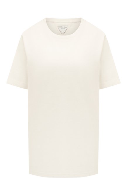 Женская хлопковая футболка BOTTEGA VENETA кремвого цвета по цене 35350 руб., арт. 636861/VF1U0 | Фото 1