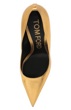 Женские кожаные туфли t screw TOM FORD золотого цвета, арт. W2325T-LSP014 | Фото 6 (Каблук высота: Высокий; Материал внутренний: Натуральная кожа; Каблук тип: Шпилька; Подошва: Плоская)