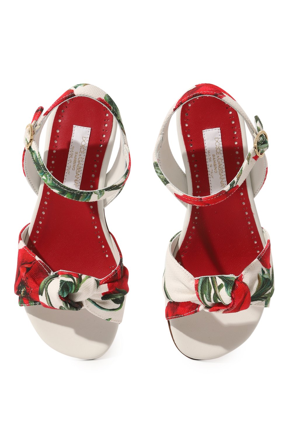 Детские босоножки DOLCE & GABBANA разноцветного цвета, арт. D10833/AA397/24-28 | Фото 4 (Материал внешний: Текстиль; Материал внутренний: Натуральная кожа)