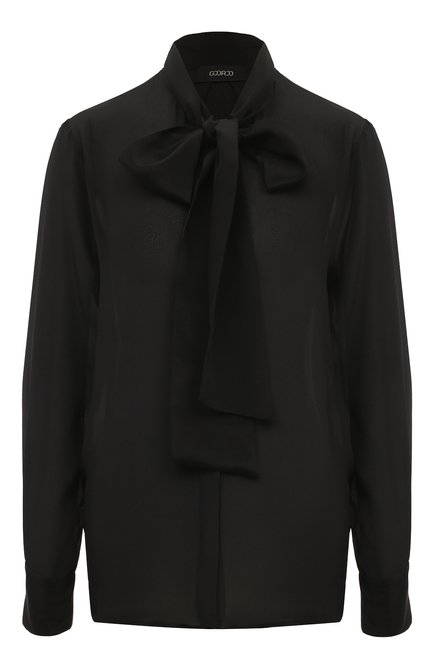 Женская шелковая блузка GOOROO черного цвета по цене 39690 руб., арт. BL004-2000-900-FW24 | Фото 1