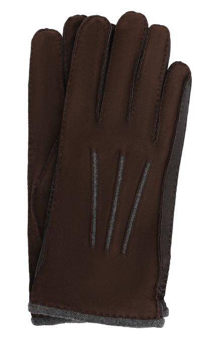 Мужские замшевые перчатки LORO PIANA темно-коричневого цвета, арт. FAF8675 | Фото 1 (Мужское Кросс-КТ: Кожа и замша; Статус проверки: Проверена категория; Материал: Замша, Натуральная кожа)