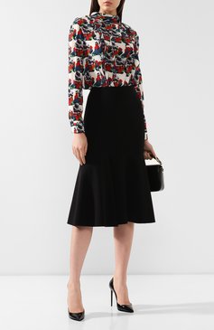 Женская шерстяная юбка GIORGIO ARMANI черного цвета, арт. 9WHNN02C/T001J | Фото 2 (Материал внешний: Шерсть; Женское Кросс-КТ: Юбка-одежда; Длина Ж (юбки, платья, шорты): Миди; Статус проверки: Проверена категория)