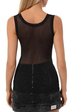 Женский майка DOLCE & GABBANA черного цвета, арт. F771QT/FLRC2 | Фото 4 (Стили: Гламурный; Материал внешний: Синтетический материал; Длина (для топов): Стандартные; Материал сплава: Проставлено; Драгоценные камни: Проставлено)
