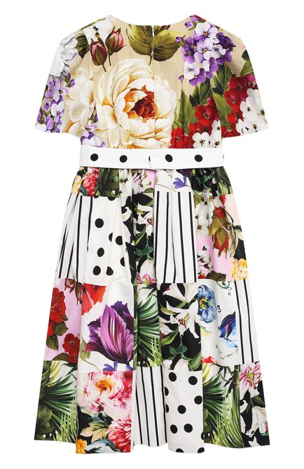 Детское хлопковое платье DOLCE & GABBANA разноцветного цвета, арт. L52DS8/G7YQQ/8-14 | Фото 2 (Материал внешний: Хлопок; Материал подклада: Хлопок; Рукава: Короткие; Девочки Кросс-КТ: Платье-одежда; Региональные ограничения белый список (Axapta Mercury): RU; Ростовка одежда: 10 - 11 лет | 140 - 146см, 12 лет | 152 см, 8 лет | 128 см)