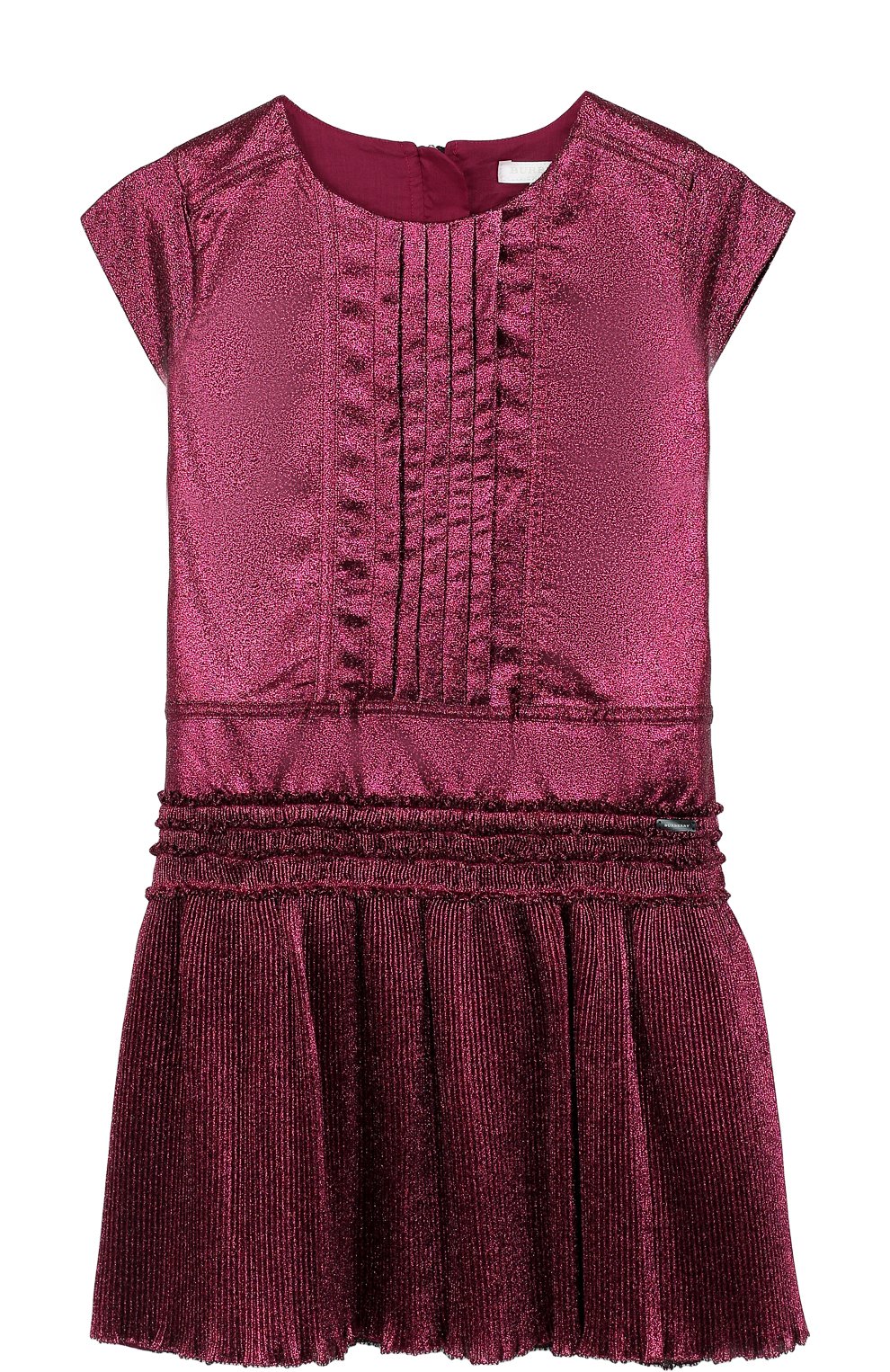 Шелковое платье с плиссированной юбкой и металлизированной отделкой Burberry