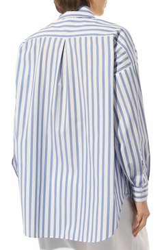 Женская хлопковая рубашка ACADEMIA голубого цвета, арт. GI0RGIA/70D12 | Фото 4 (Рукава: Длинные; Принт: Полоска, С принтом; Женское Кросс-КТ: Рубашка-одежда; Длина (для топов): Удлиненные; Материал сплава: Проставлено; Нос: Не проставлено; Материал внешний: Хлопок; Драгоценные камни: Проставлено; Стили: Кэжуэл)