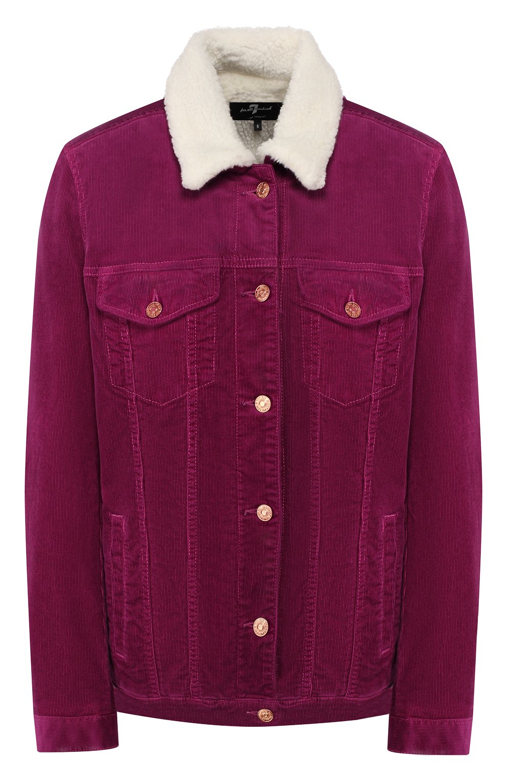 Женская вельветовая куртка 7 FOR ALL MANKIND фиолетового цвета, арт. JSVNV640PU | Фото 1 (Кросс-КТ: Куртка; Рукава: Длинные; Женское Кросс-КТ: Пуховик-куртка; Материал внешний: Синтетический материал, Хлопок; Материал подклада: Синтетический материал; Длина (верхняя одежда): Короткие; Статус проверки: Проверена категория)