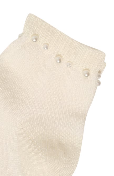 Детские хлопковые носки LA PERLA бежевого цвета, арт. 42045/1-2 | Фото 2 (Материал: Хлопок, Текстиль; Статус проверки: Проверено, Проверена категория; Кросс-КТ: Носки)