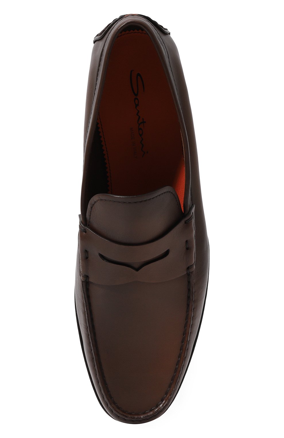 Мужские кожаные пенни-лоферы SANTONI темно-коричневого цвета, арт. MCPG17600LA4SGFRU59 | Фото 6 (Материал внутренний: Натуральная кожа; Материал сплава: Проставлено; Нос: Не проставлено; Стили: Кэжуэл)