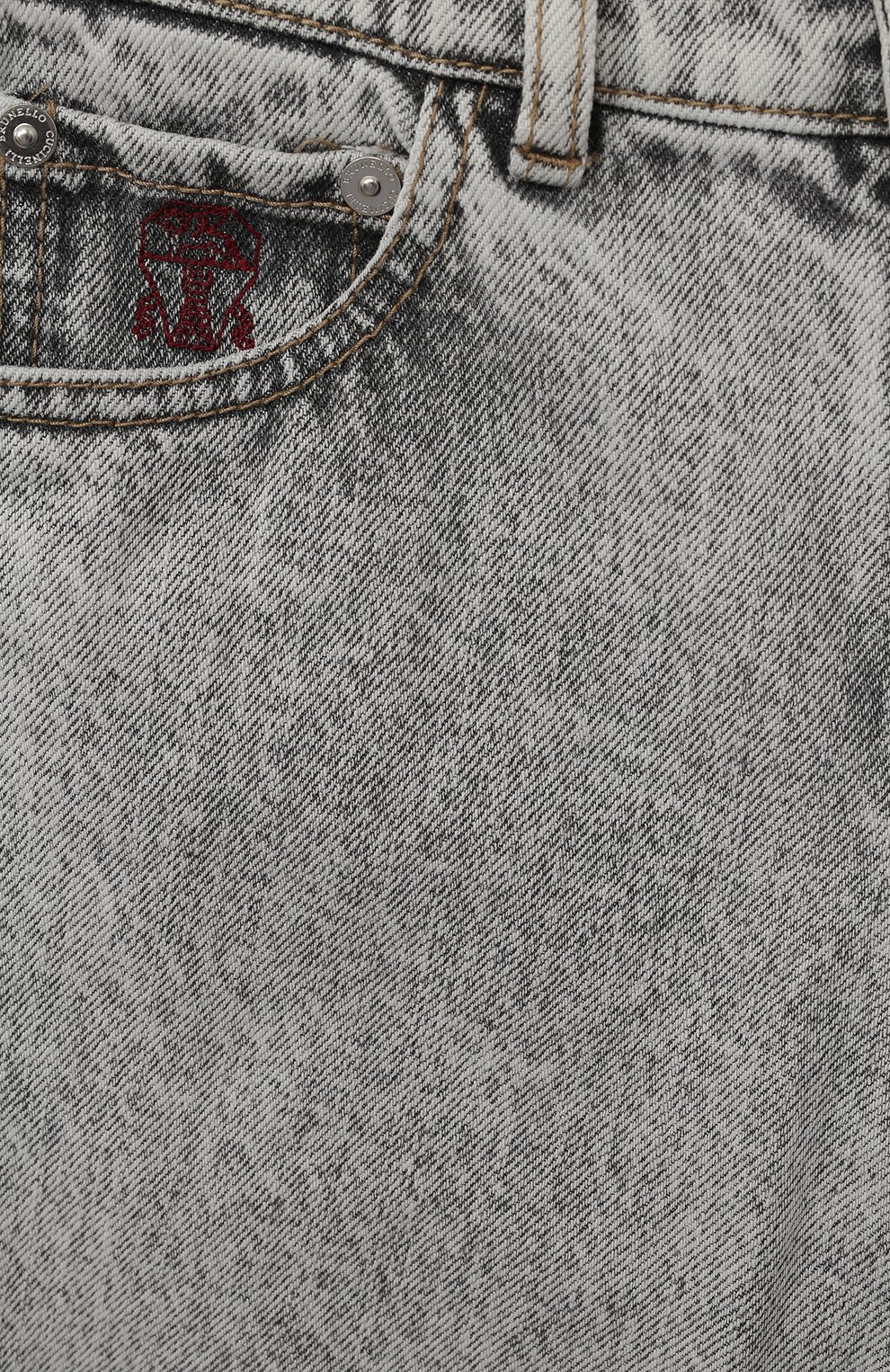 Детские джинсы BRUNELLO CUCINELLI светло-серого цвета, арт. BA095D300A | Фото 3 (Детали: Однотонный; Материал внешний: Хлопок)