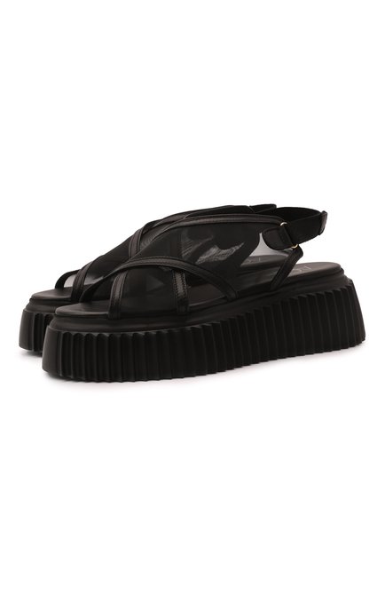 Женские комбинированные сандалии AGL черного цвета по цене 36300 руб., арт. D642902PQK62481013 | Фото 1