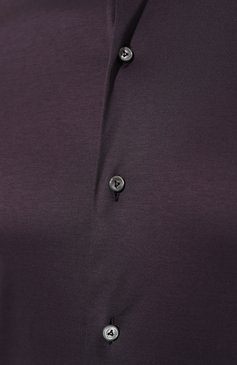 Мужская хлопковая рубашка VAN LAACK фиолетового цвета, арт. PER-LSF/180031 | Фото 5 (Манжеты: На пуговицах; Рукава: Длинные; Воротник: Акула; Случай: Повседневный; Длина (для топов): Стандартные; Рубашки М: Slim Fit; Материал сплава: Проставлено; Материал внешний: Хлопок; Принт: Однотонные; Драгоценные камни: Проставлено; Стили: Кэжуэл)