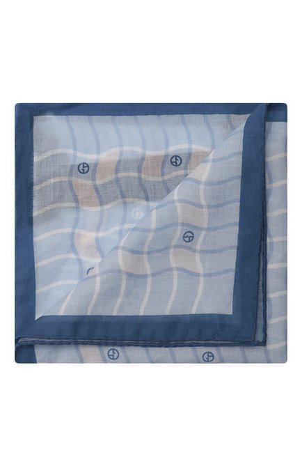 Женский хлопковый платок GIORGIO ARMANI голубого цвета, арт. 795322/4R149 | Фото 1 (Нос: Не проставлено; Материал: Текстиль, Хлопок; Материал сплава: Проставлено)