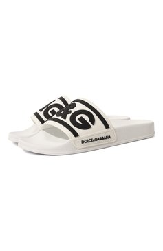 Детский шлепанцы DOLCE & GABBANA черно-белого цвета, арт. DD0320/AQ858/37-39 | Фото 1 (Материал внешний: Экокожа; Материал сплава: Проставлено; Нос: Не проставлено)