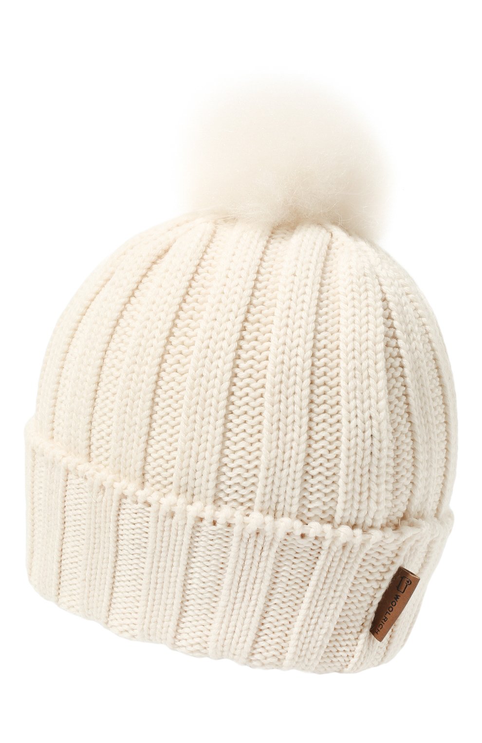 Женская шерстяная шапка WOOLRICH кремвого цвета, арт. CFWWAC0136FR/UF0663 | Фото 3 (Материал: Текстиль, Шерсть)